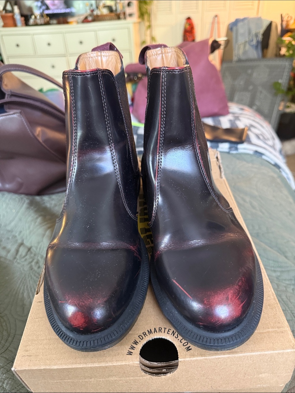 Dr. Martens Flora Cherry Res Waxed Leather Chelsea Boots